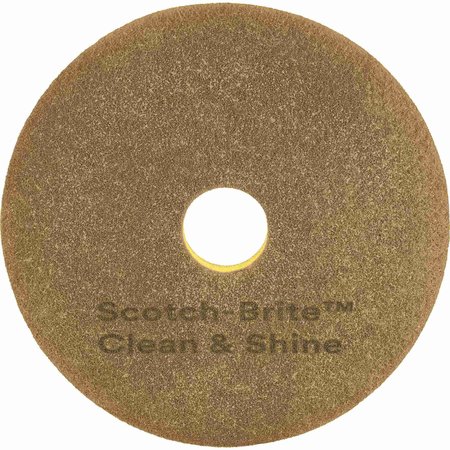 SCOTCH-BRITE Cleaning/Shining Pad, 150-400 RPM, 12" Dia, YW, PK 5 MMM09550